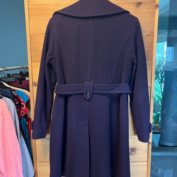 Anne Klein Wool Blend Purple Pea Coat Size Medium - Picture 3 of 10